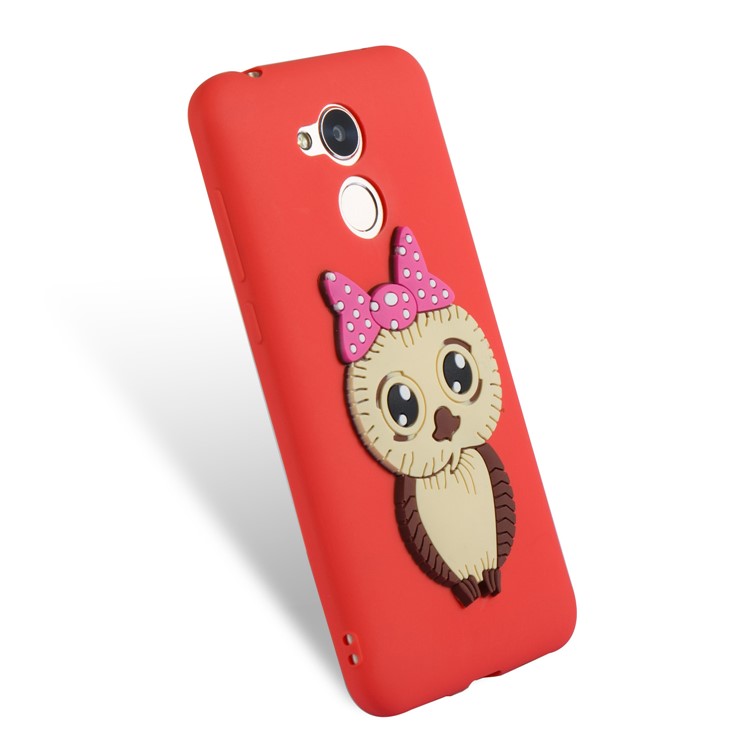 Cute 3D Female Owl Pattern TPU Shell Case for Huawei Honor 6A / Honor 5C pro - Red-6