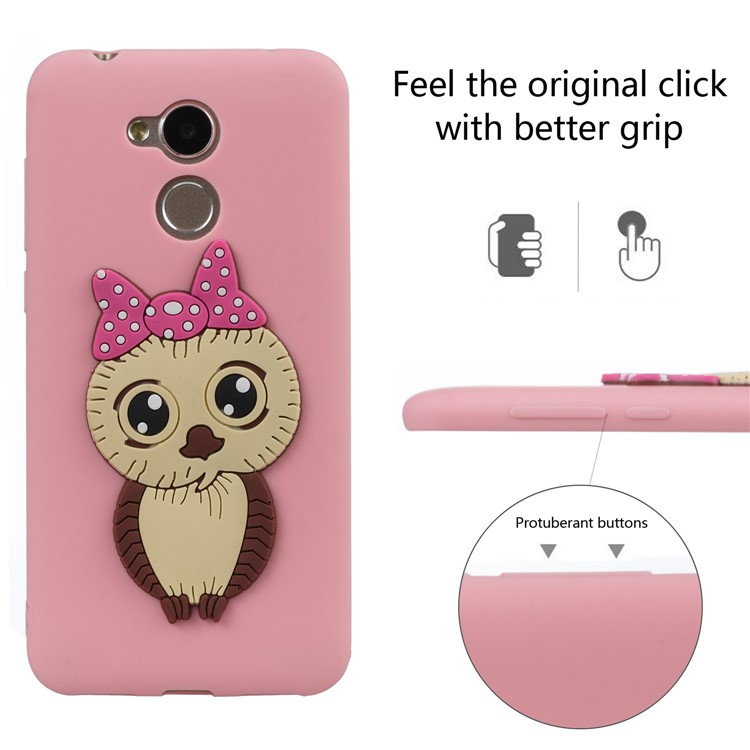 Cute 3D Female Owl Pattern TPU Case Cover for Huawei Honor 6A / Honor 5C pro - Pink-3