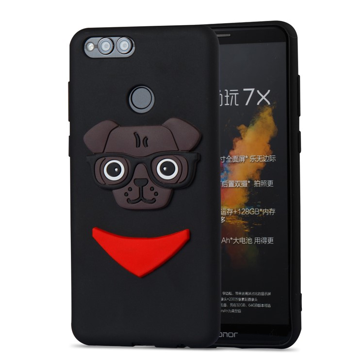 Cute 3D Puppy TPU Phone Case for Huawei Honor 7X - Black-3