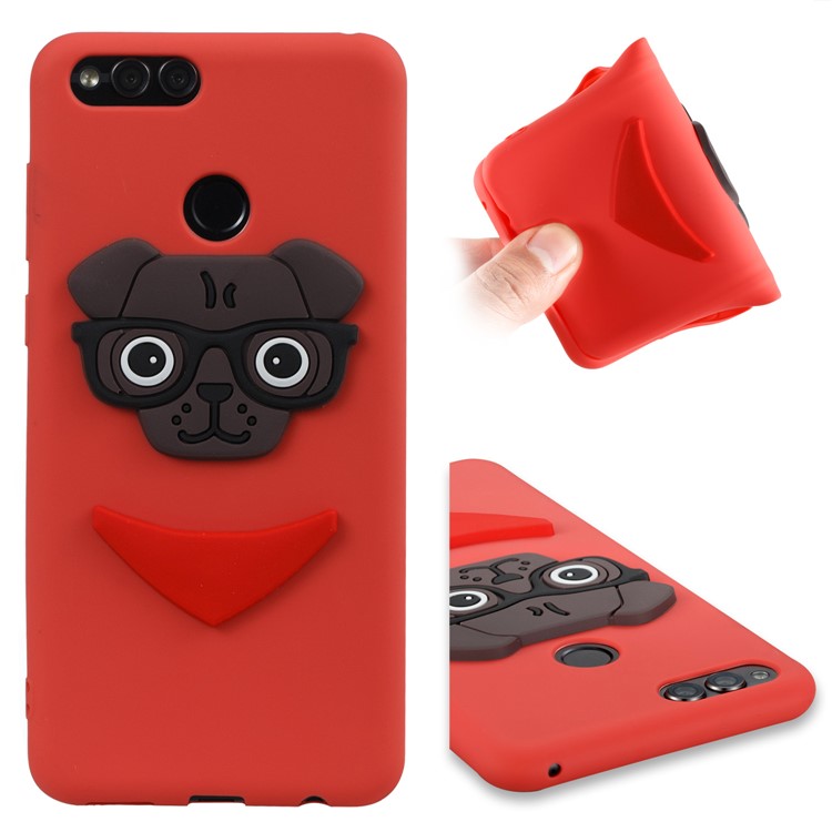 Cute 3D Puppy TPU Phone Shell for Huawei Honor 7X - Red-1