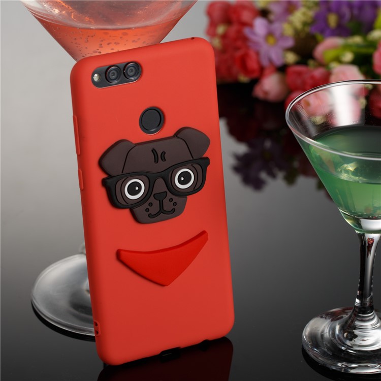 Cute 3D Puppy TPU Phone Shell for Huawei Honor 7X - Red-2