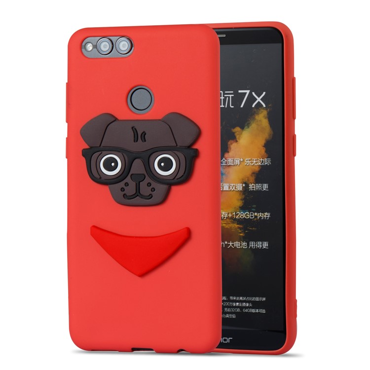Cute 3D Puppy TPU Phone Shell for Huawei Honor 7X - Red-3