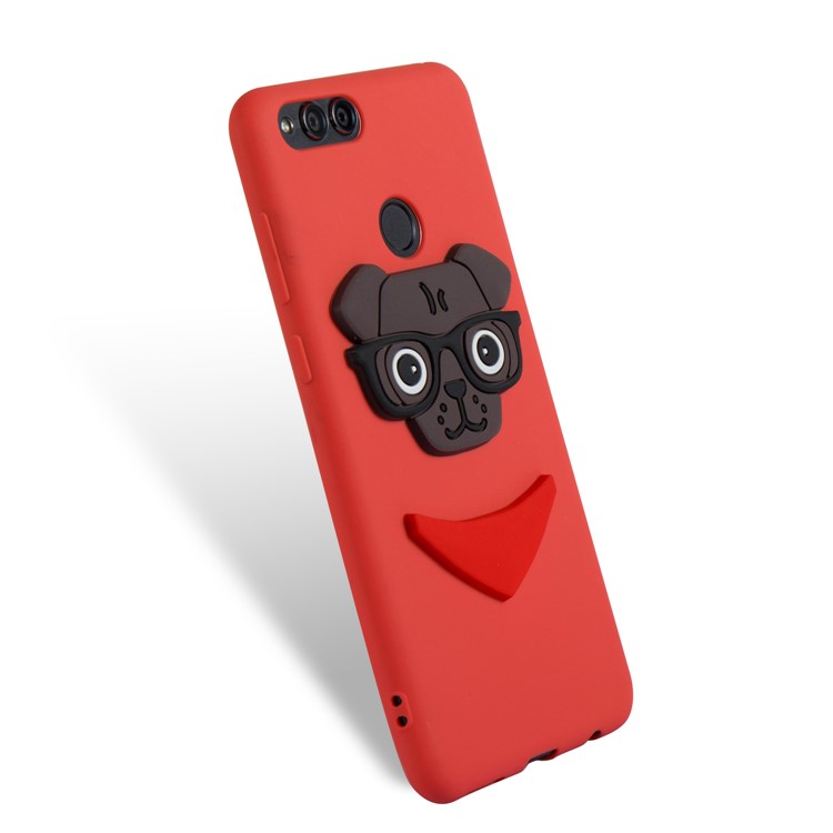 Cute 3D Puppy TPU Phone Shell for Huawei Honor 7X - Red-4