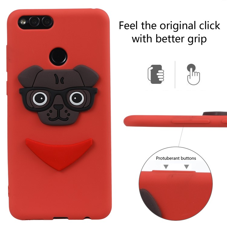 Cute 3D Puppy TPU Phone Shell for Huawei Honor 7X - Red-6