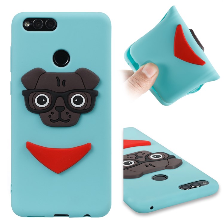 Cute 3D Puppy TPU Mobile Cover for Huawei Honor 7X - Baby Blue-1