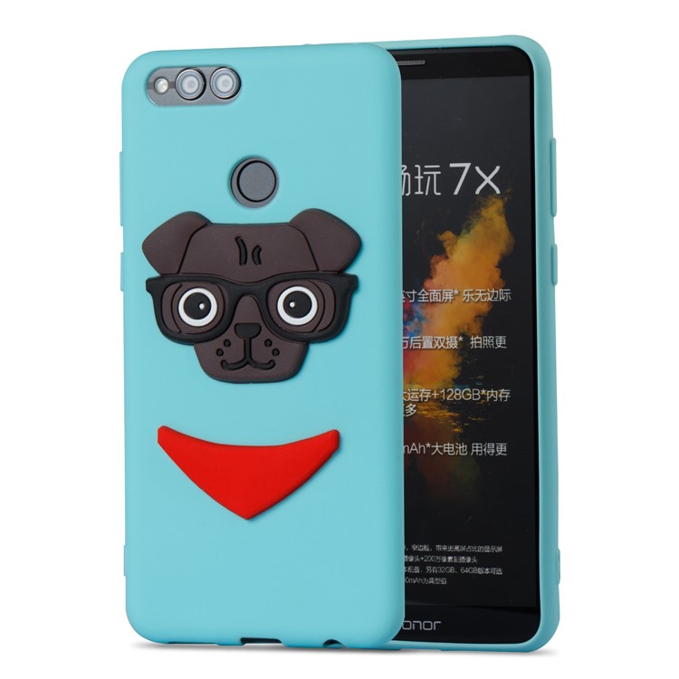 Cute 3D Puppy TPU Mobile Cover for Huawei Honor 7X - Baby Blue-3