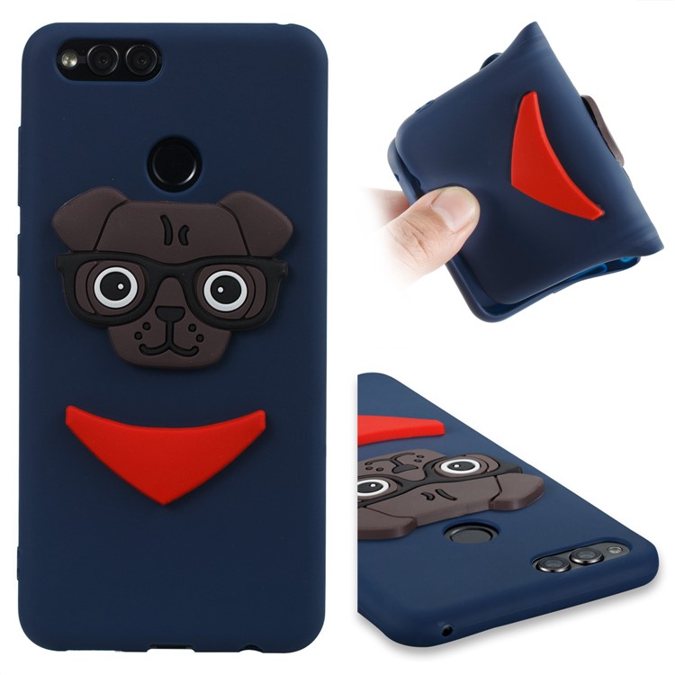 Cute 3D Puppy TPU Mobile Casing for Huawei Honor 7X - Dark Blue-1