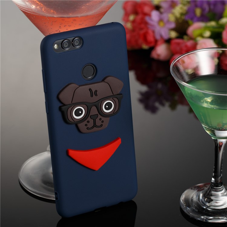 Cute 3D Puppy TPU Mobile Casing for Huawei Honor 7X - Dark Blue-2
