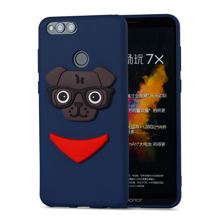 Cute 3D Puppy TPU Mobile Casing for Huawei Honor 7X - Dark Blue-3
