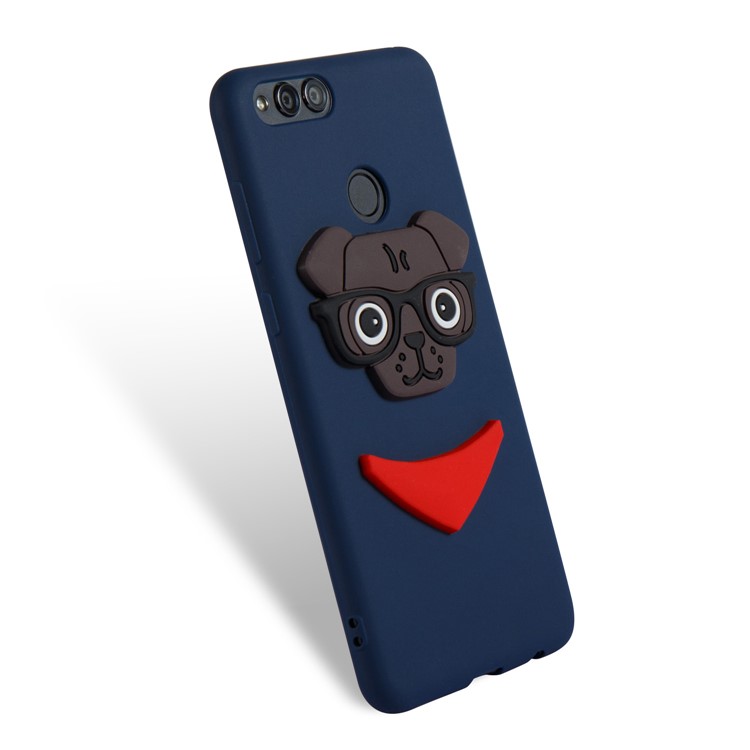Cute 3D Puppy TPU Mobile Casing for Huawei Honor 7X - Dark Blue-4