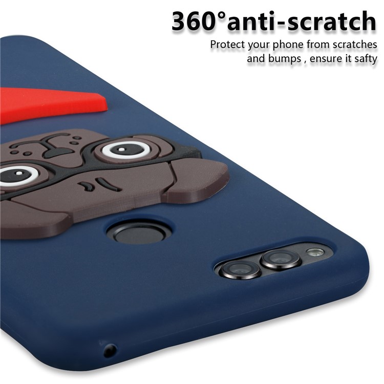 Cute 3D Puppy TPU Mobile Casing for Huawei Honor 7X - Dark Blue-5