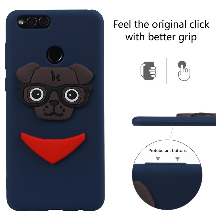 Cute 3D Puppy TPU Mobile Casing for Huawei Honor 7X - Dark Blue-6