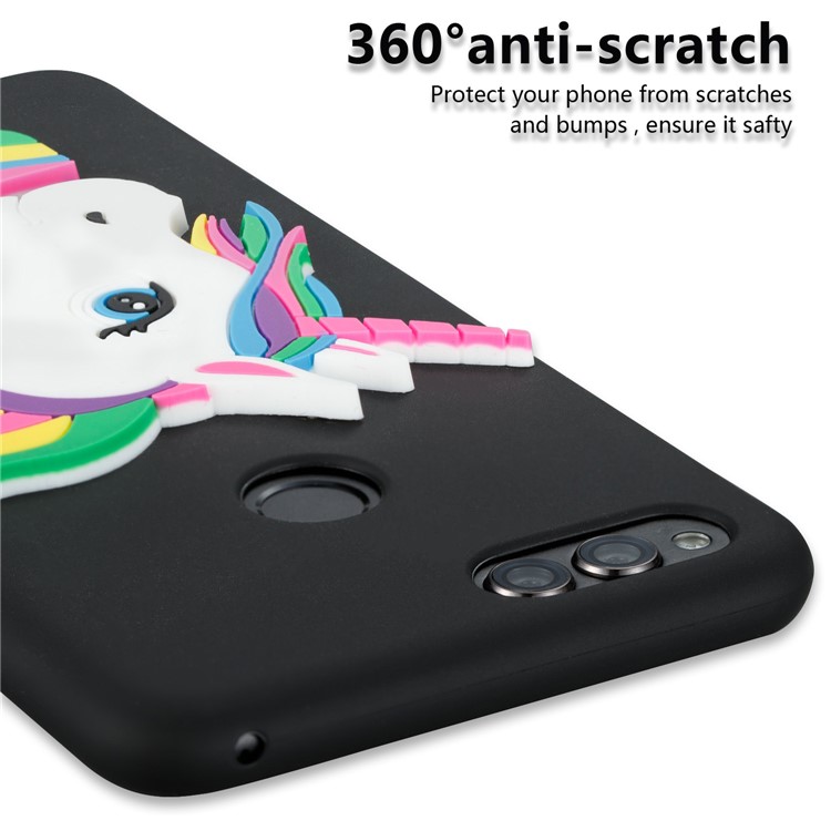 Lovely 3D Unicorn Soft TPU Case Cover for Huawei Honor 7X - Black-2