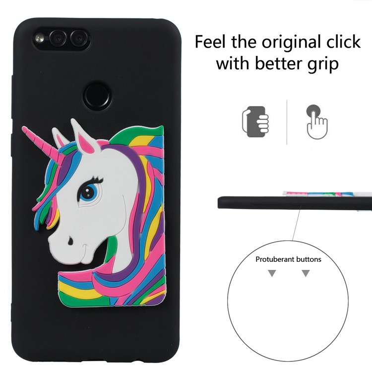 Lovely 3D Unicorn Soft TPU Case Cover for Huawei Honor 7X - Black-3
