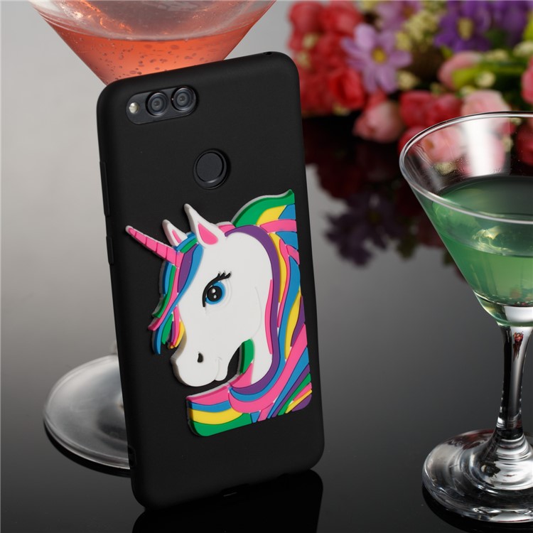 Lovely 3D Unicorn Soft TPU Case Cover for Huawei Honor 7X - Black-4