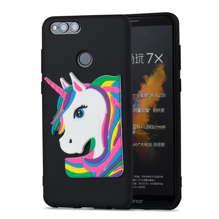 Lovely 3D Unicorn Soft TPU Case Cover for Huawei Honor 7X - Black-5