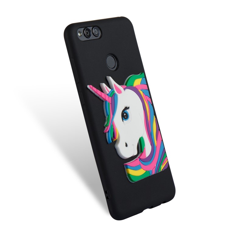 Lovely 3D Unicorn Soft TPU Case Cover for Huawei Honor 7X - Black-6