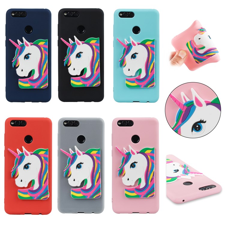 Lovely 3D Unicorn Soft TPU Case Cover for Huawei Honor 7X - Black-7