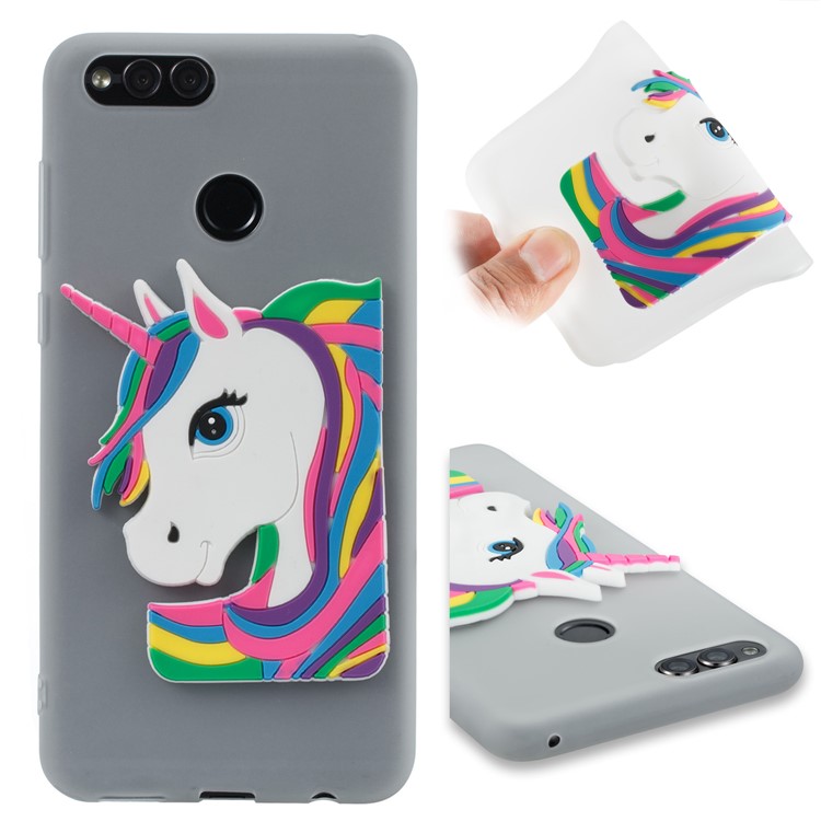 Lovely 3D Unicorn Soft TPU Protective Back Cover for Huawei Honor 7X - White-1