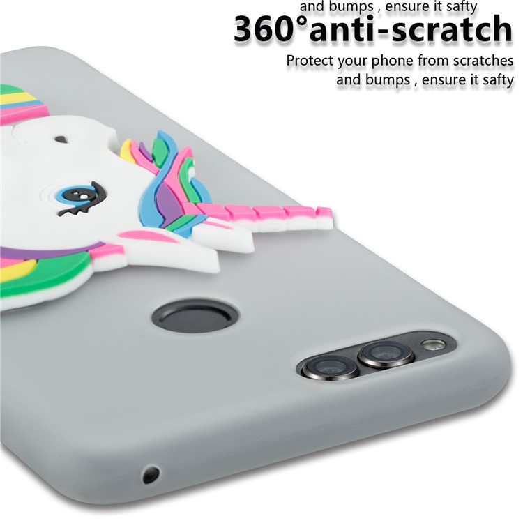 Lovely 3D Unicorn Soft TPU Protective Back Cover for Huawei Honor 7X - White-2