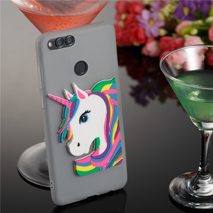 Lovely 3D Unicorn Soft TPU Protective Back Cover for Huawei Honor 7X - White-4