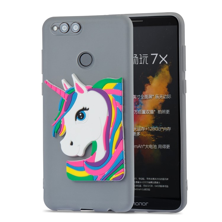 Lovely 3D Unicorn Soft TPU Protective Back Cover for Huawei Honor 7X - White-5
