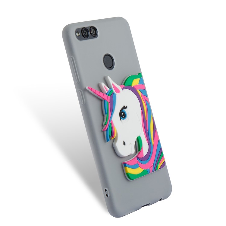 Lovely 3D Unicorn Soft TPU Protective Back Cover for Huawei Honor 7X - White-6