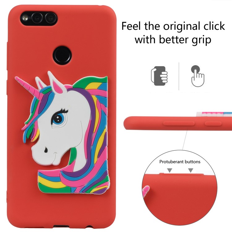 Lovely 3D Unicorn Soft TPU Mobile Case for Huawei Honor 7X - Red-3