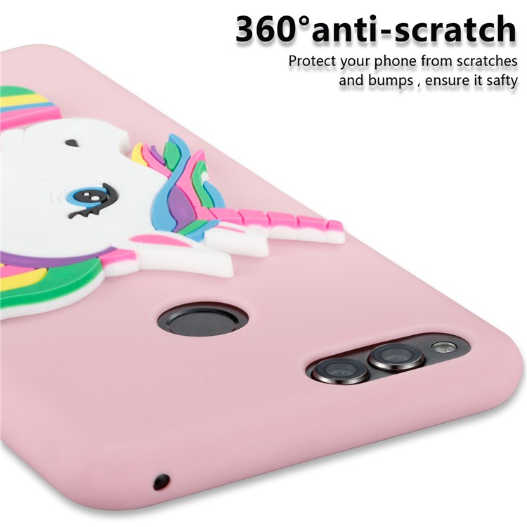 For Huawei Honor 7X Lovely 3D Unicorn Soft TPU Back Cellphone Casing - Pink-2