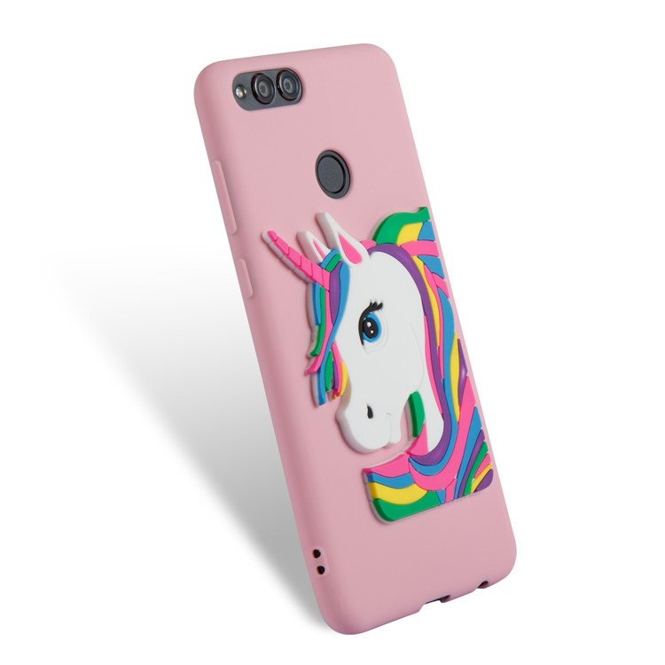 For Huawei Honor 7X Lovely 3D Unicorn Soft TPU Back Cellphone Casing - Pink-6