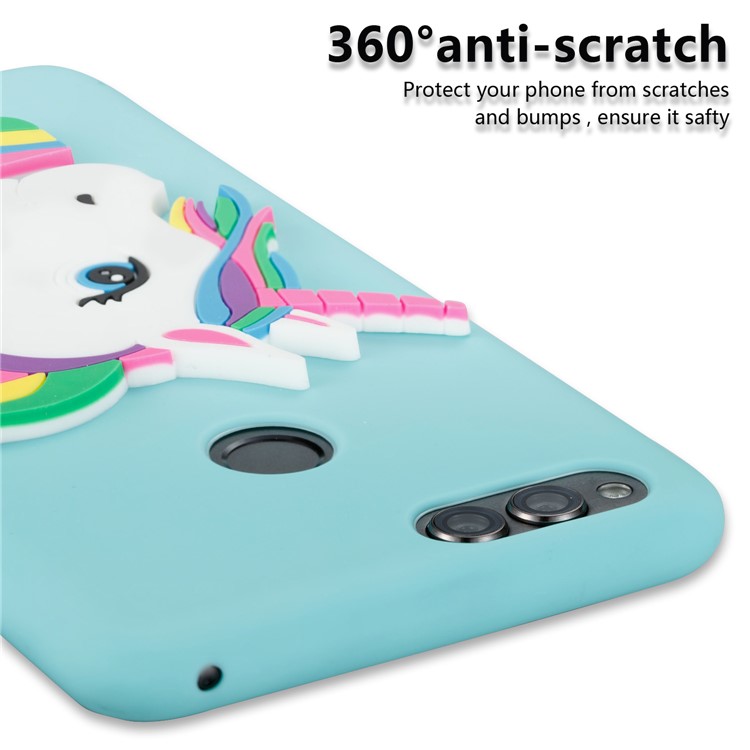 For Huawei Honor 7X Lovely 3D Unicorn Soft TPU Case Accessory - Baby Blue-2