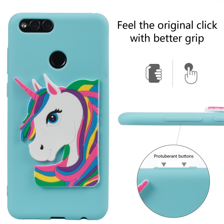 For Huawei Honor 7X Lovely 3D Unicorn Soft TPU Case Accessory - Baby Blue-3