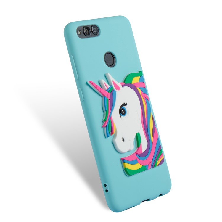 For Huawei Honor 7X Lovely 3D Unicorn Soft TPU Case Accessory - Baby Blue-6