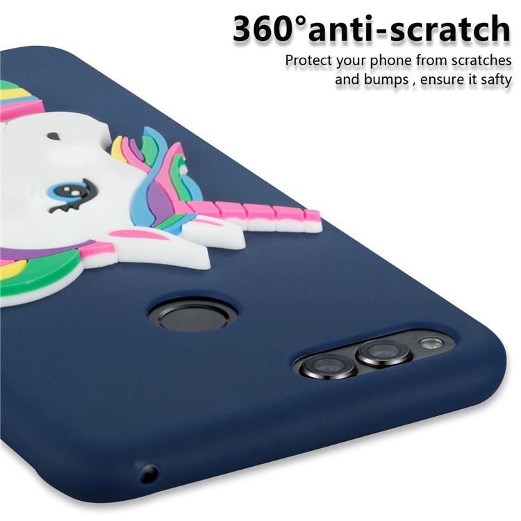 Lovely 3D Unicorn TPU Lightweight Flexible Cover for Huawei Honor 7X - Dark Blue-2