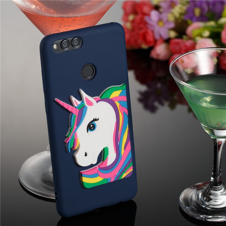 Lovely 3D Unicorn TPU Lightweight Flexible Cover for Huawei Honor 7X - Dark Blue-4