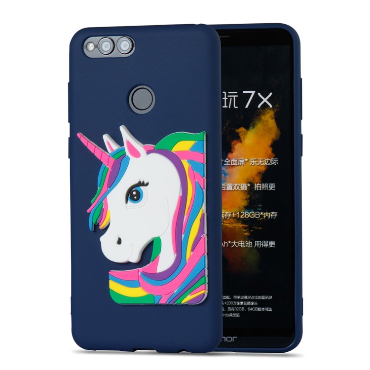 Lovely 3D Unicorn TPU Lightweight Flexible Cover for Huawei Honor 7X - Dark Blue-5