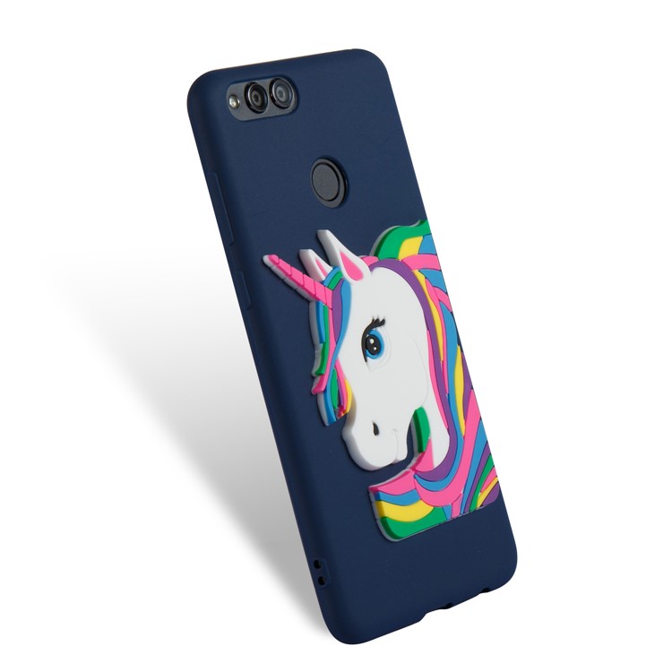 Lovely 3D Unicorn TPU Lightweight Flexible Cover for Huawei Honor 7X - Dark Blue-6