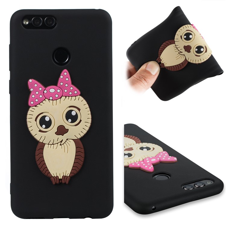 Cute 3D Female Owl Patterned TPU Phone Case for Huawei Honor 7X - Black-1