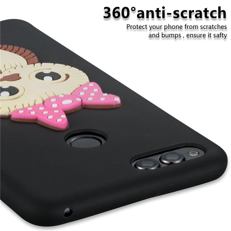 Cute 3D Female Owl Patterned TPU Phone Case for Huawei Honor 7X - Black-2