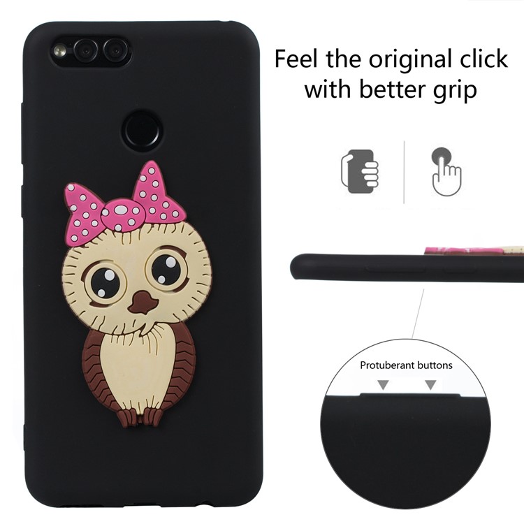 Cute 3D Female Owl Patterned TPU Phone Case for Huawei Honor 7X - Black-3
