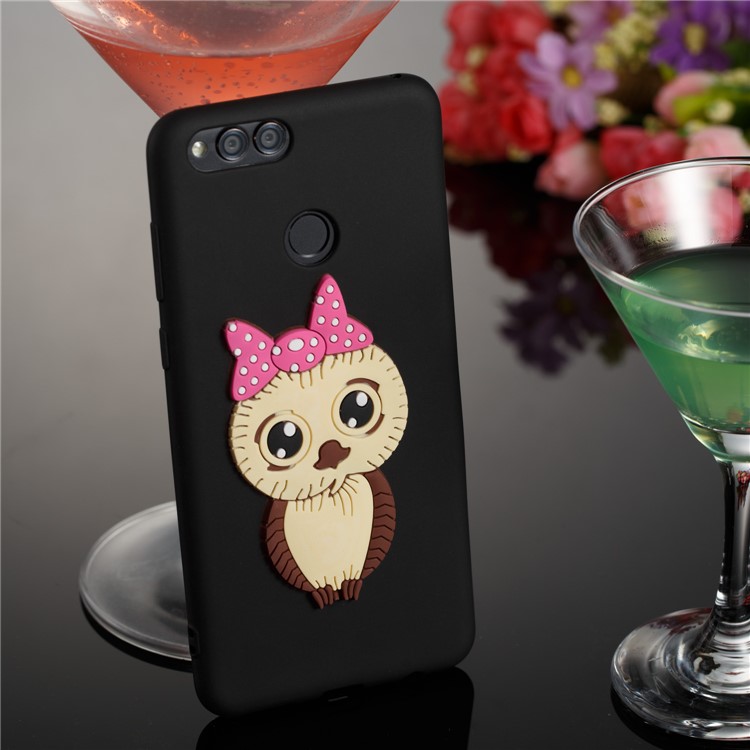 Cute 3D Female Owl Patterned TPU Phone Case for Huawei Honor 7X - Black-4