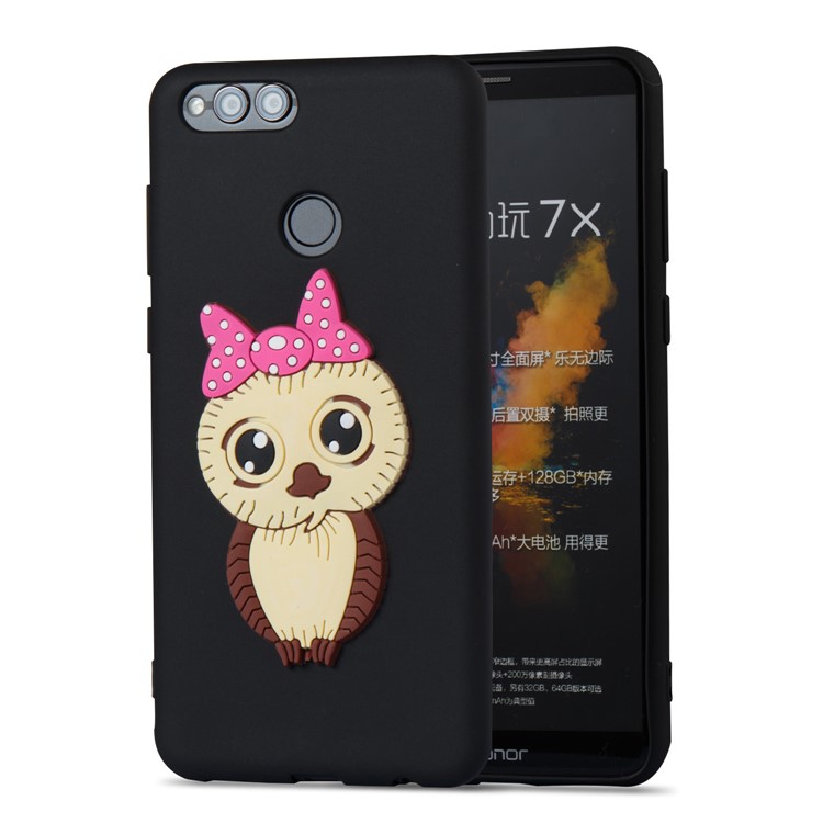Cute 3D Female Owl Patterned TPU Phone Case for Huawei Honor 7X - Black-5