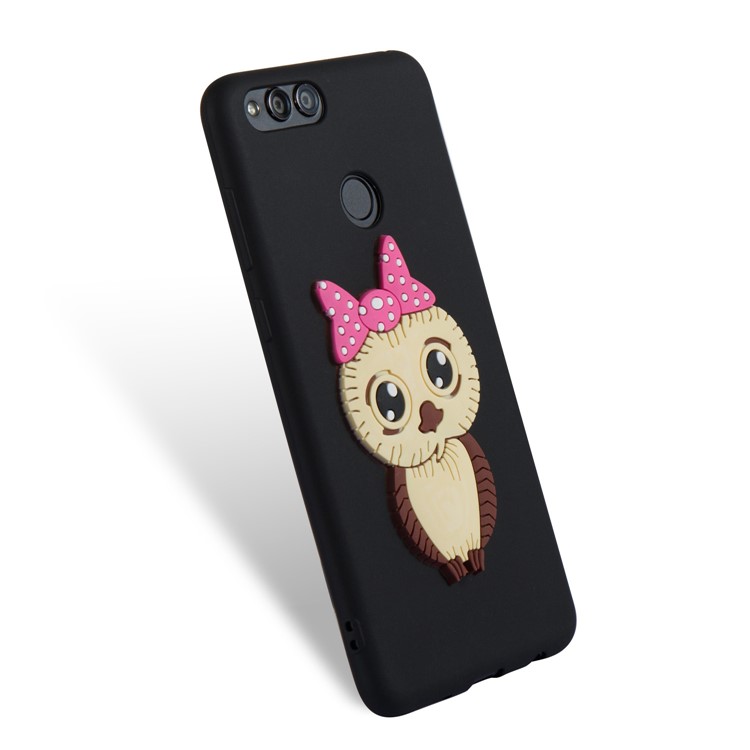 Cute 3D Female Owl Patterned TPU Phone Case for Huawei Honor 7X - Black-6