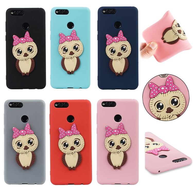 Cute 3D Female Owl Patterned TPU Phone Case for Huawei Honor 7X - Black-7