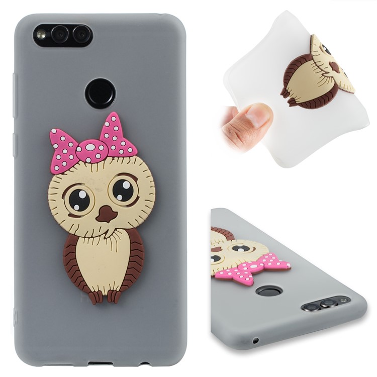 Cute 3D Female Owl Patterned TPU Mobile Case for Huawei Honor 7X - White-1