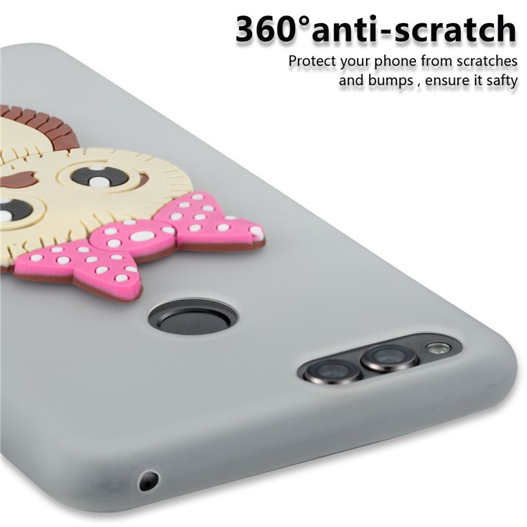 Cute 3D Female Owl Patterned TPU Mobile Case for Huawei Honor 7X - White-2