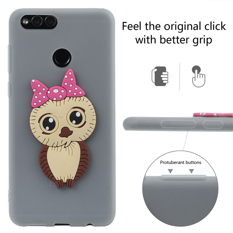 Cute 3D Female Owl Patterned TPU Mobile Case for Huawei Honor 7X - White-3