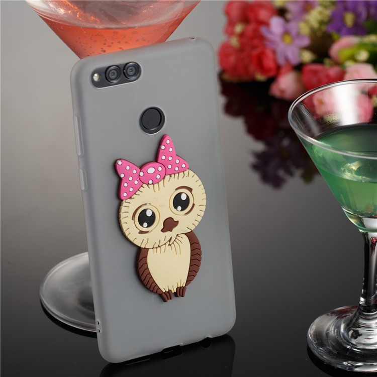 Cute 3D Female Owl Patterned TPU Mobile Case for Huawei Honor 7X - White-4