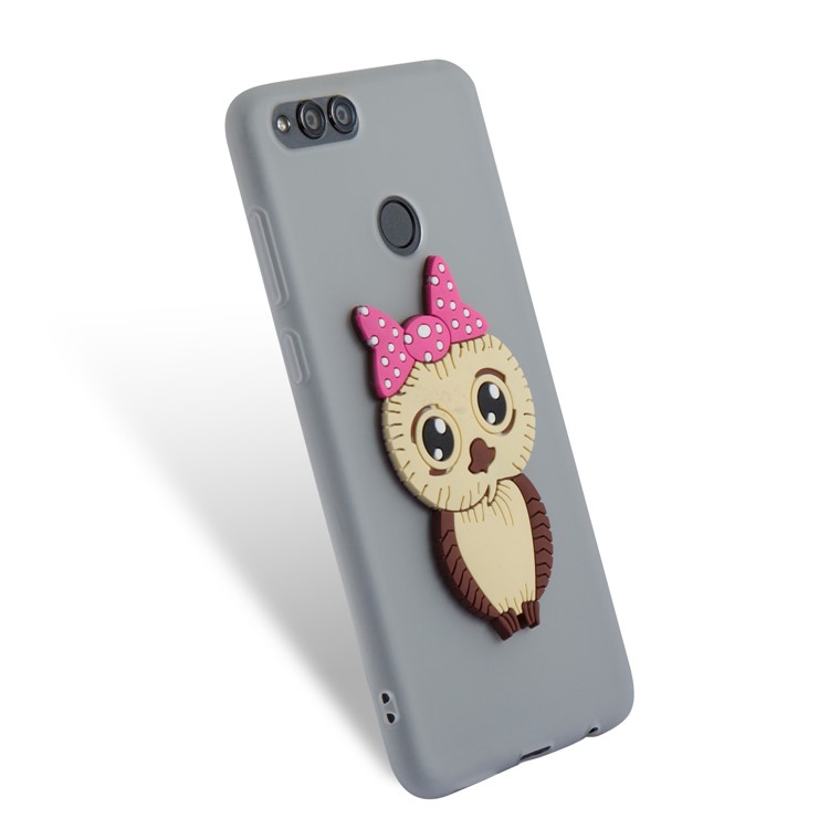 Cute 3D Female Owl Patterned TPU Mobile Case for Huawei Honor 7X - White-6