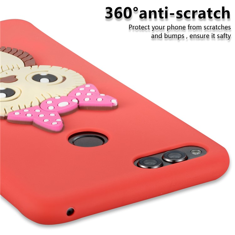 Cute 3D Female Owl Patterned TPU Mobile Shell for Huawei Honor 7X - Red-2